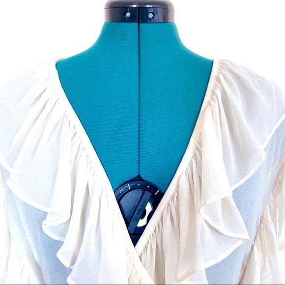 Frankie Shop Flannel Australia Elysian Bolero Silk Wrap top with leather belt - Picture 5 of 10